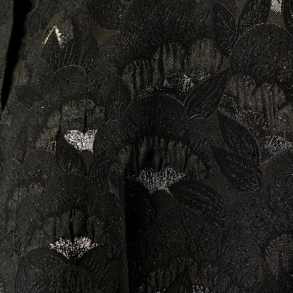 TRINA TURK Black Floral Jacquard Pants Sz 4 Ankle Straight Leg Shimmer Luxury - Picture 3 of 8